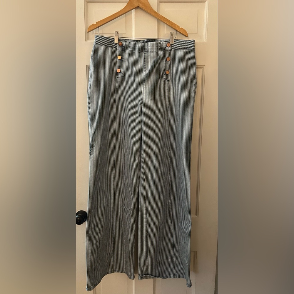 British Boden Helston Sailor Striped Denim Jeans Wide UK 18L US 14L Excellent